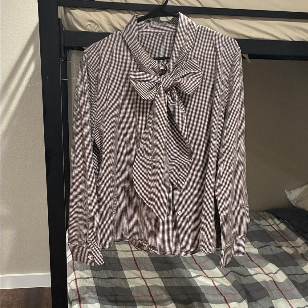 Women’s  Checkered Bow Tie Shirt